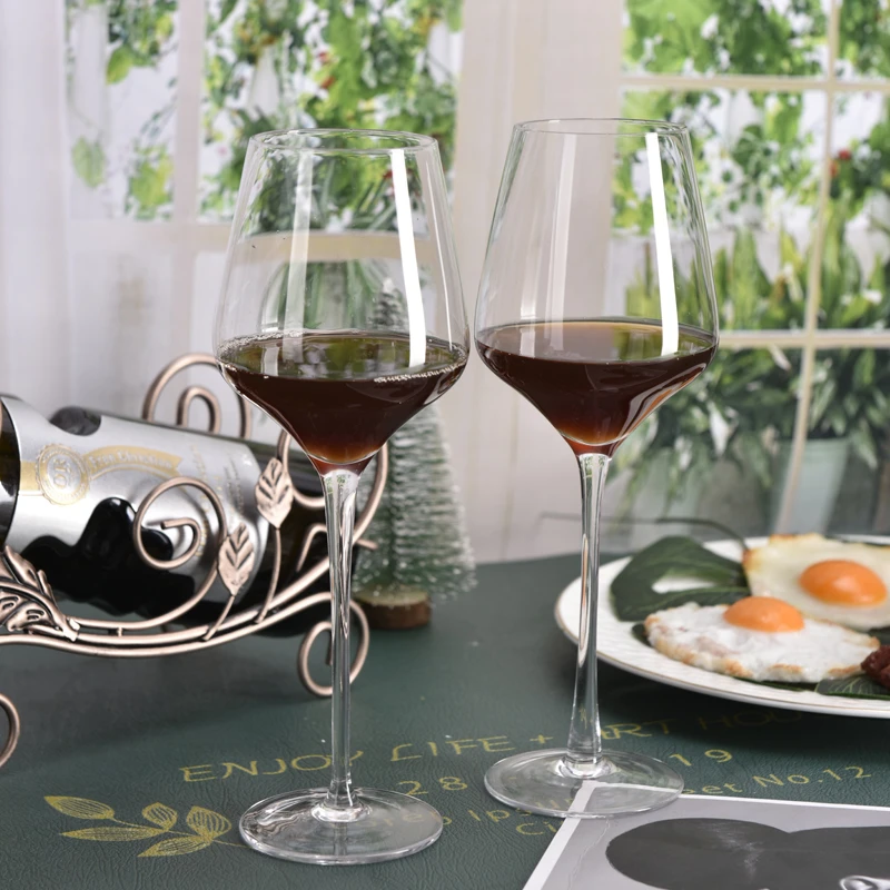 【2支装】高脚红酒杯勃艮第杯家用网红创意水晶玻璃杯葡萄酒杯