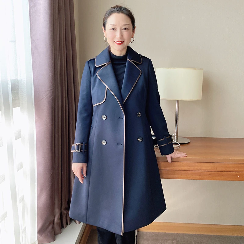 SL2022新款妈妈春装外套中老年女装春秋贵夫人风衣气质高贵82006