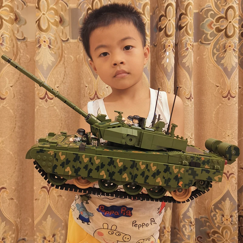 军事99式坦克益智拼装积木模型儿童高难度男孩礼物8-16岁玩具推荐