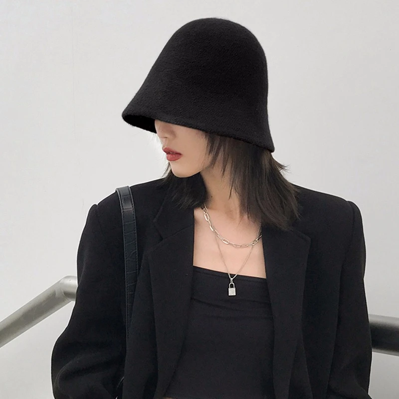大头围帽子女秋冬韩版针织水桶帽网红帽新款渔夫帽日系百搭盆帽