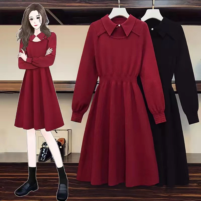 MS70109大码MM2024新款高档裙子爆款女裙气质显瘦红色女款连衣裙