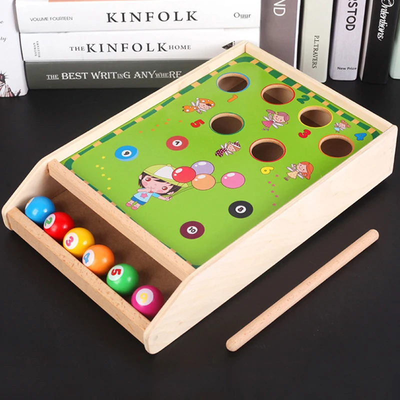 儿童趣味台球游戏宝宝益智桌球玩具亲子互动木质小台球1-3-6岁