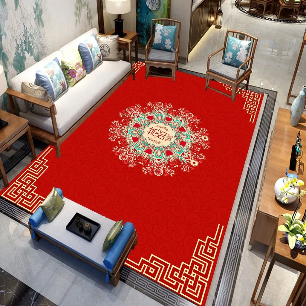 婚庆结婚用品新房卧室房门地垫床边地毯门垫婚房布置创意喜字脚垫