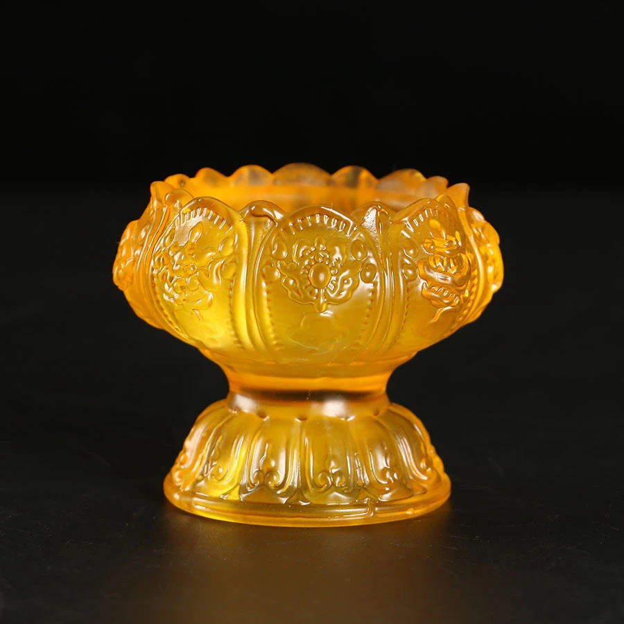 八吉祥七彩水晶菩提灯磨砂玻璃蓝色绿色红色黄色紫色粉色烛台