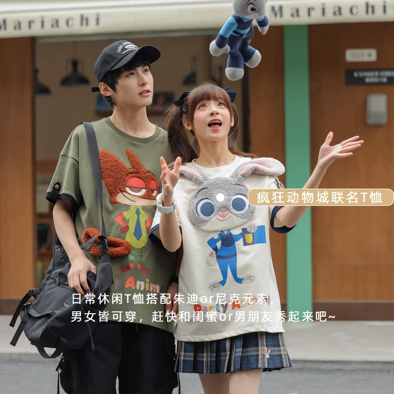 朱迪尼克原创森女部落萌趣设计感T恤夏圆领休闲情侣装中性MA714a2