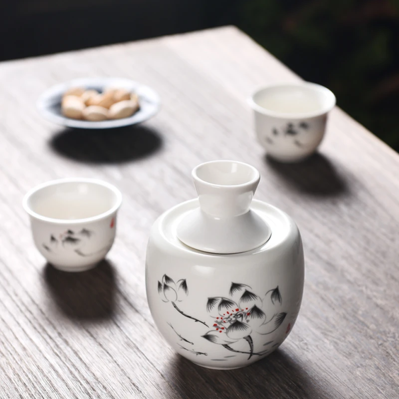 醉觞酌二两小温酒壶酒具陶瓷烫热暖酒器分酒器黄酒酒杯中式复古