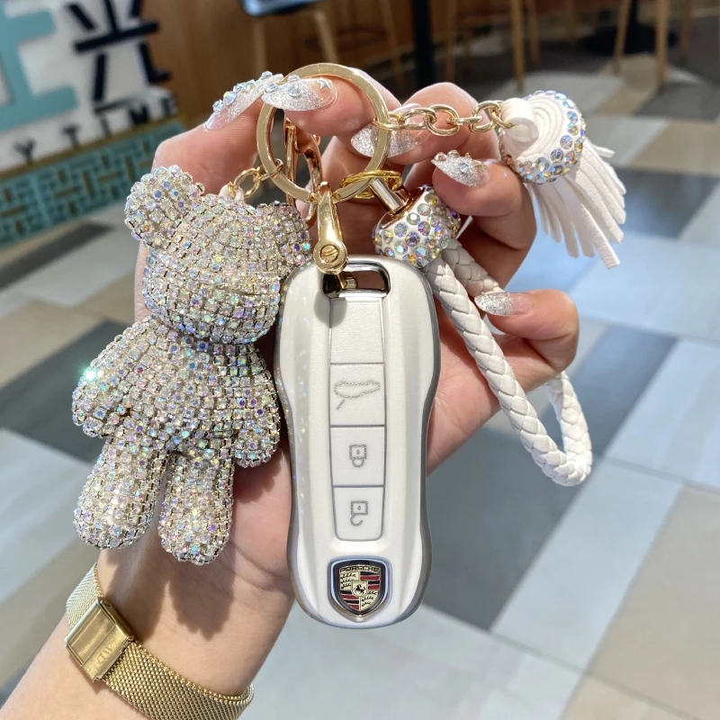 保时捷卡宴钥匙套macan钥匙壳帕拉梅拉panamera车718钥匙装饰女扣