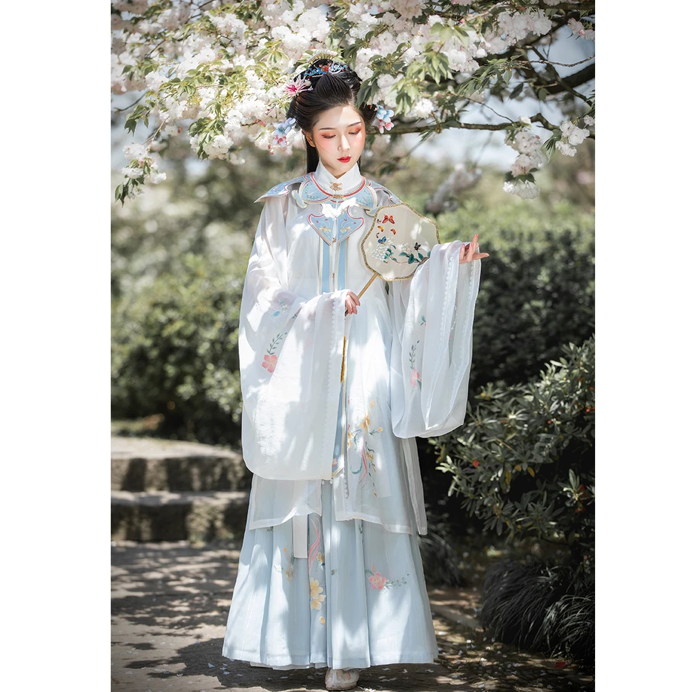 徽韵雅颂原创汉服醉木汐绣花明制立领对襟长衫齐腰褶裙襦裙云肩夏