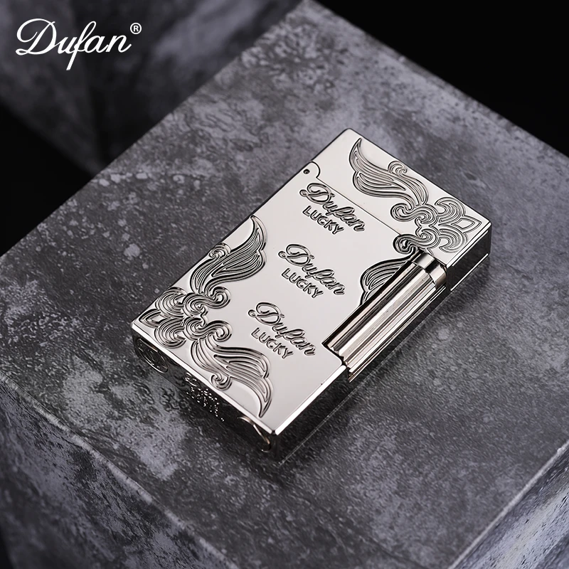 Dufan法国都梵朗声充气打火机纯铜钢音清脆男士送礼富贵花开D1034