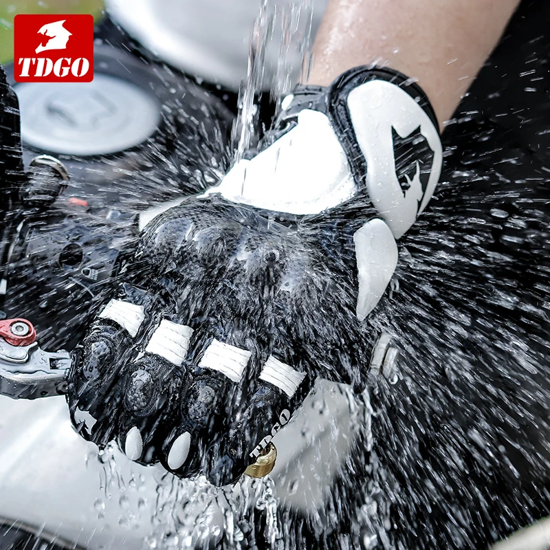 摩托车手套冬季保暖防水机车牛皮手套男骑行摩托车冬季碳纤维手套