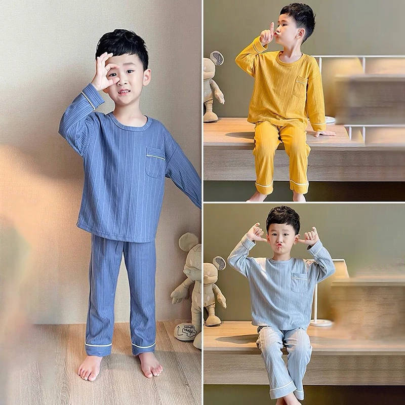 儿童睡衣2024秋季新款男童长袖家居服套装中大童男孩洋气休闲服潮