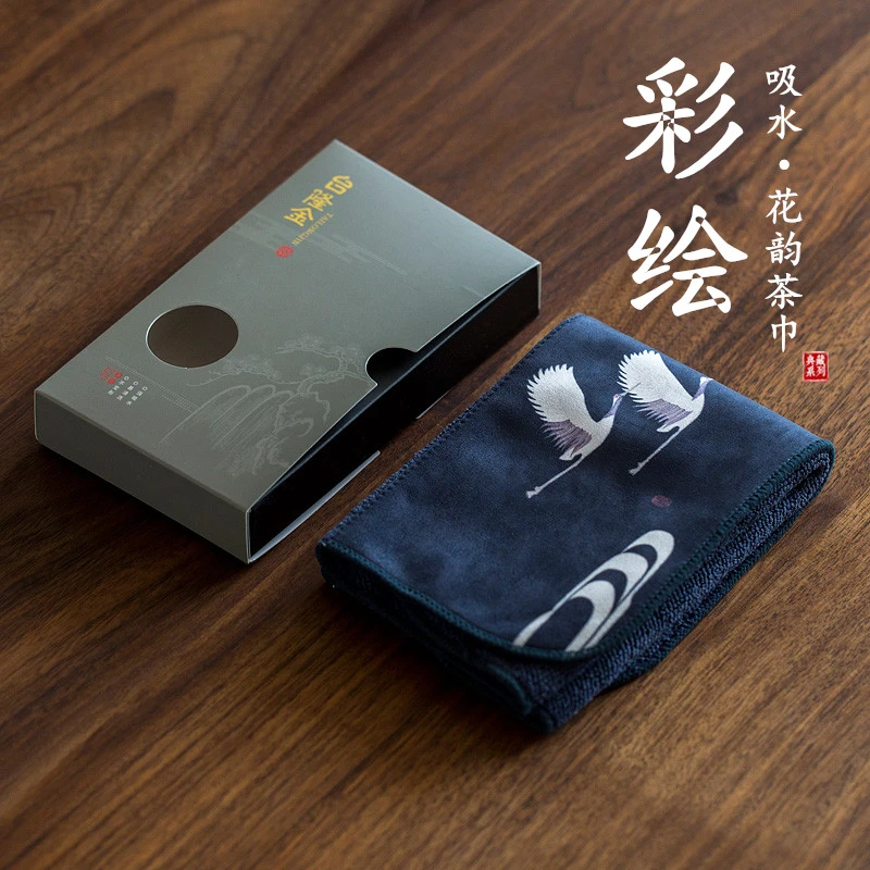 彩绘吸水茶巾加厚养器养壶巾茶具护理方巾超细纤维茶几茶桌抹布