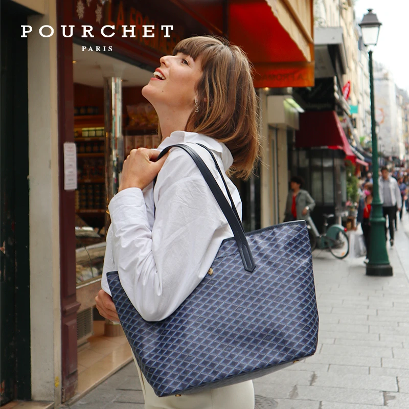 【双11】POURCHET/宝榭大号托特包菜篮子大容量帆布包袋印花通勤