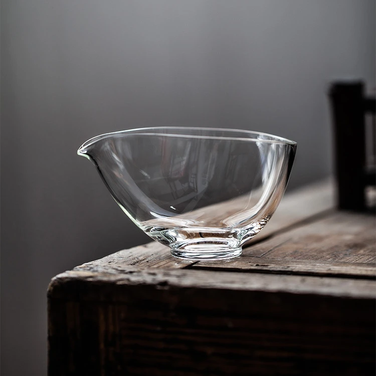 日式玻璃公道杯耐热加厚手工玻璃茶具茶器透明高档茶道茶海大号