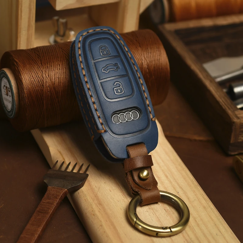 适用于2022款奥迪钥匙套包A6L A3 A7L A8L Q7 Q8 A4L Q5L真牛皮21