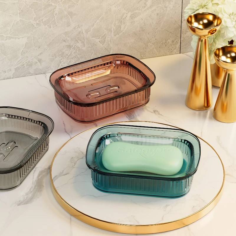 轻奢风香皂盒沥水肥皂盒大号双层收纳置物架家用卫生间放肥皂碟托