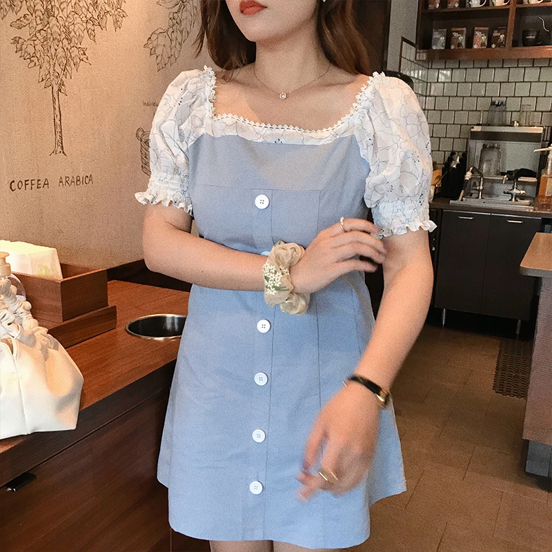 大码女装微胖mm清新连衣裙71608